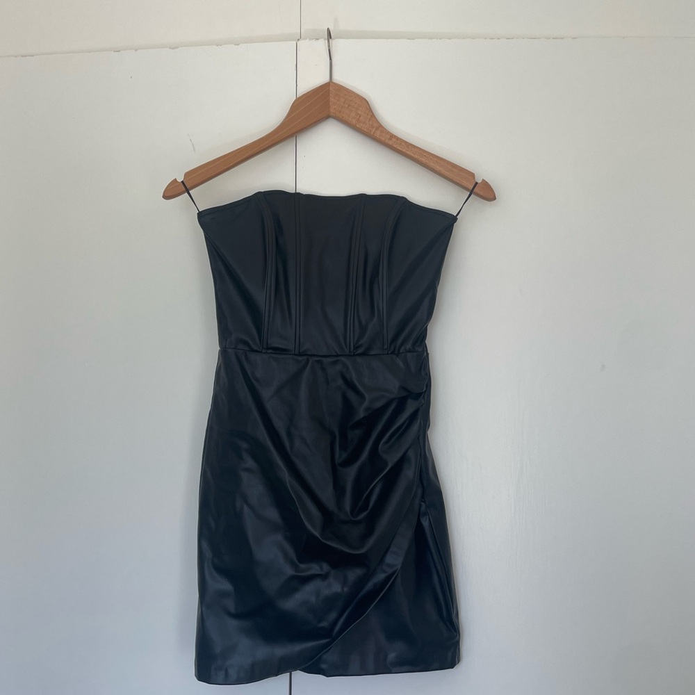 Zara Fake Leather Mini Dress | Size S